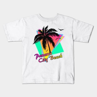 Panama City Beach Cool 80s Sunset Kids T-Shirt